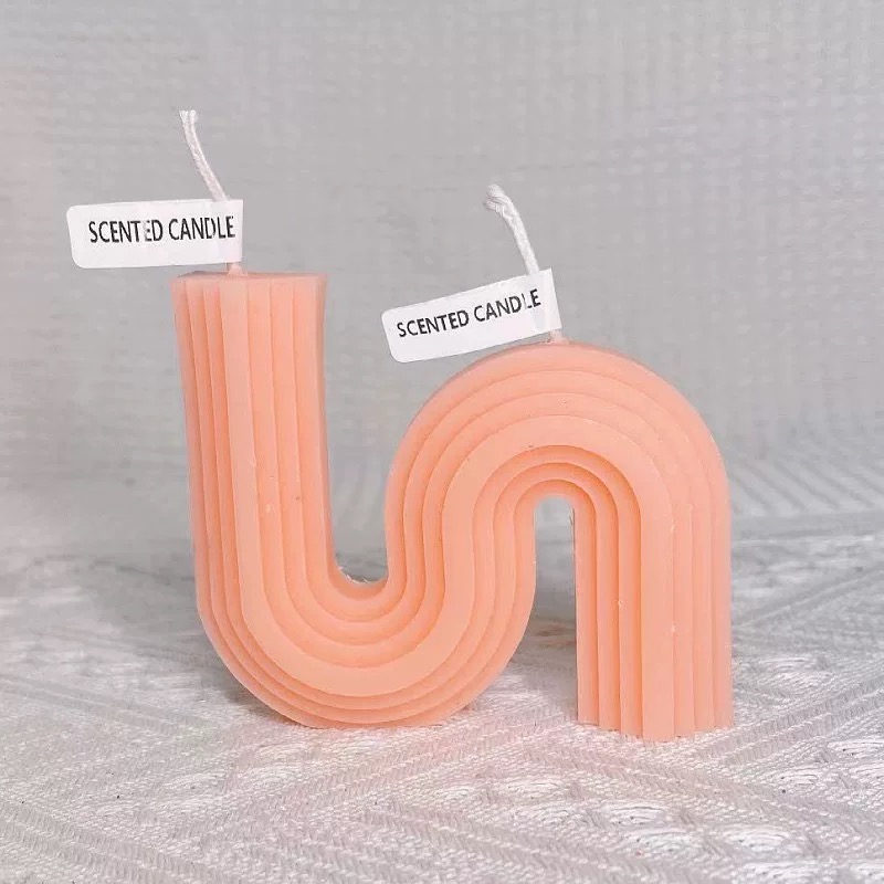 Striped geometric large S-shaped scented candles, popular rainbow bridge candles, souvenirs, wedding gifts, decorative items, candles, scented candles, Christmas tree candles, Christmas scented candles, Happy birthday candles, candles abroad Item Picture