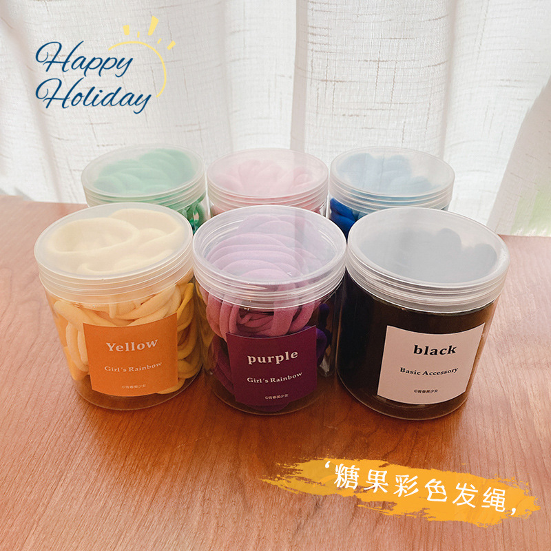 The same style of colorful hair bands as Lin Xiaozhai, candy-colored seamless hair ties, high-elasticity and durable hair ties, leather bands, hair accessories, and teenage towel bands Specification image