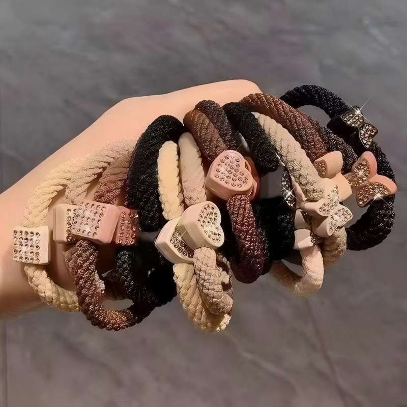 新款爱心水钻加粗发绳橡皮筋高级感发圈扎头发高弹力简约头绳发饰