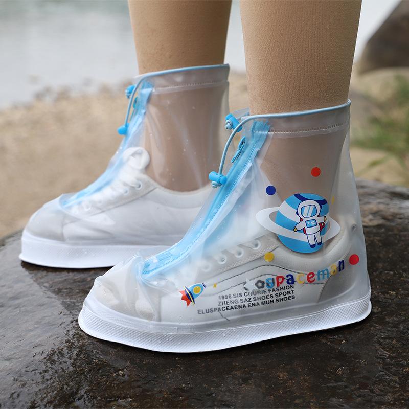children rain boots cover factory wholesale rain-proof thickened student kids' rain boots shoe cover boys and girls transparent mid-calf booties