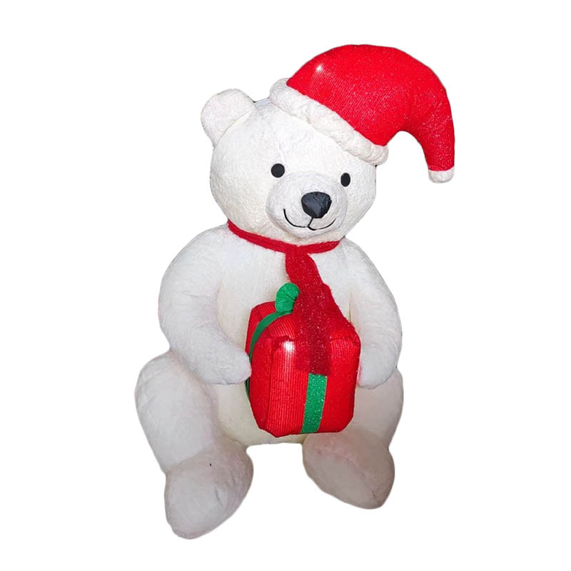 Factory direct sales, just in time for Christmas, 1.2M plush texture cute white sitting bear Christmas scene decoration wholesale Specification image