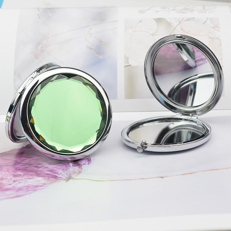 Metal Makeup Mirror Double-Sided Foldable Crystal Makeup Mirror Portable Mirror Small Mirror Makeup Mirror