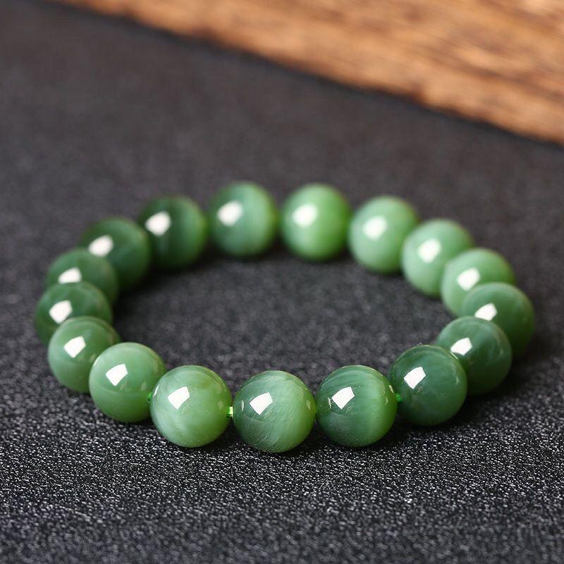 natural hetian jade bracelet mine timber ice bottom eye jasper spinach green bracelet no black dots men and women models send certificate