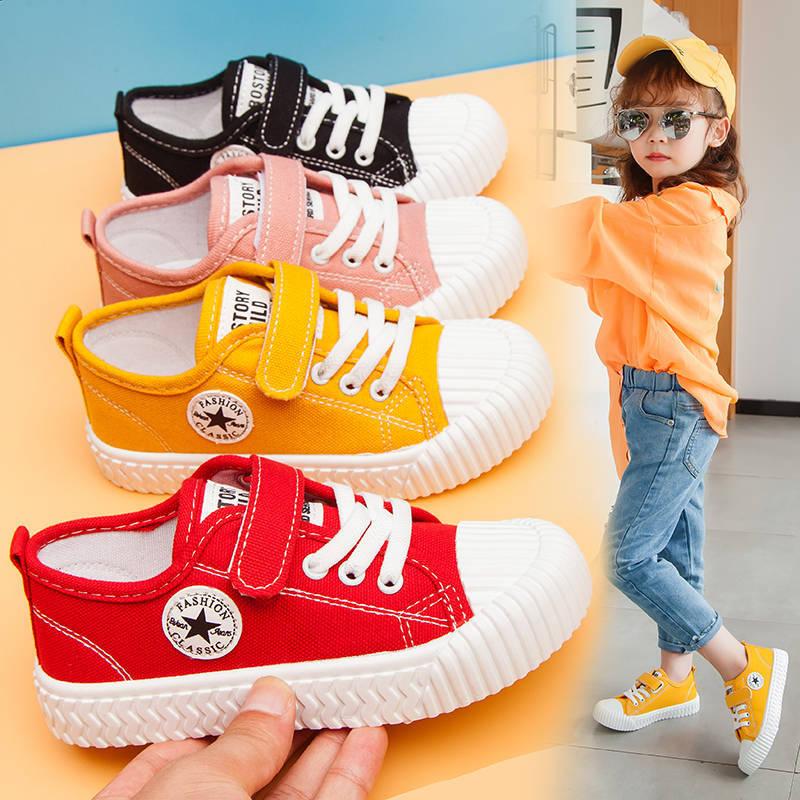 spring new men's and women's kids' canvas shoes korean style children teens babies biscuit bottom school performance breathable children's shoes