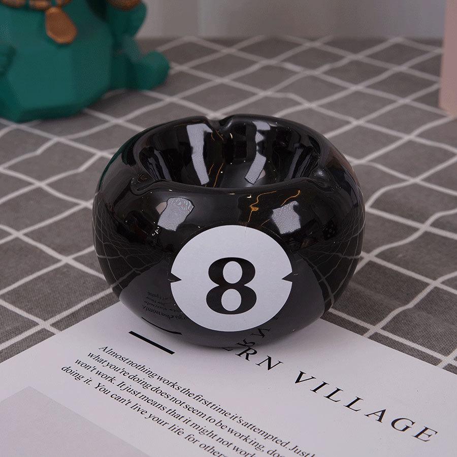 cross-border creative ceramic ashtray billiard table ball black 8 ashtray creative personal household office ceramic cigarette full figure