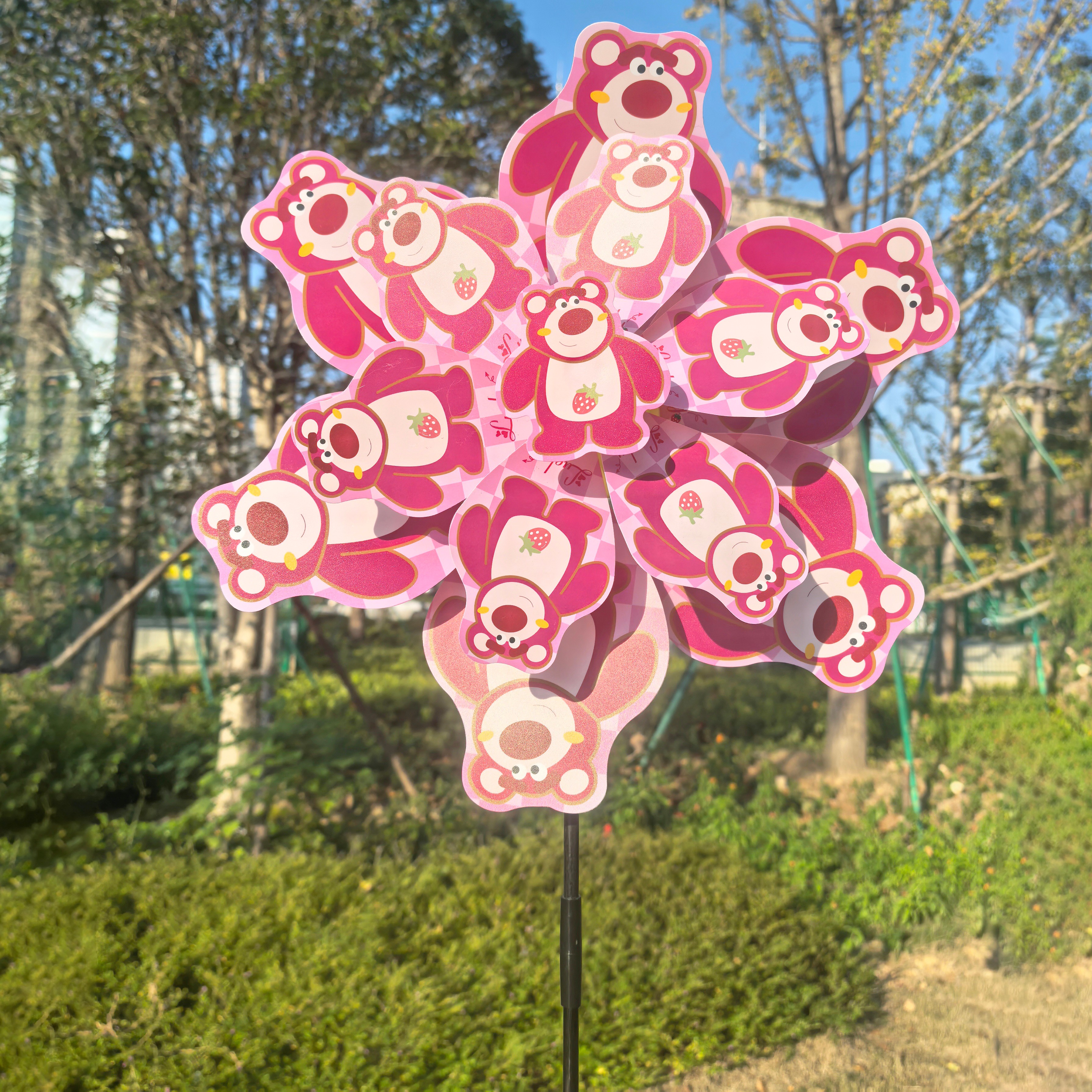 双层大风车卡通彩色防水防晒风车儿童玩具幼儿园景区地摊热卖