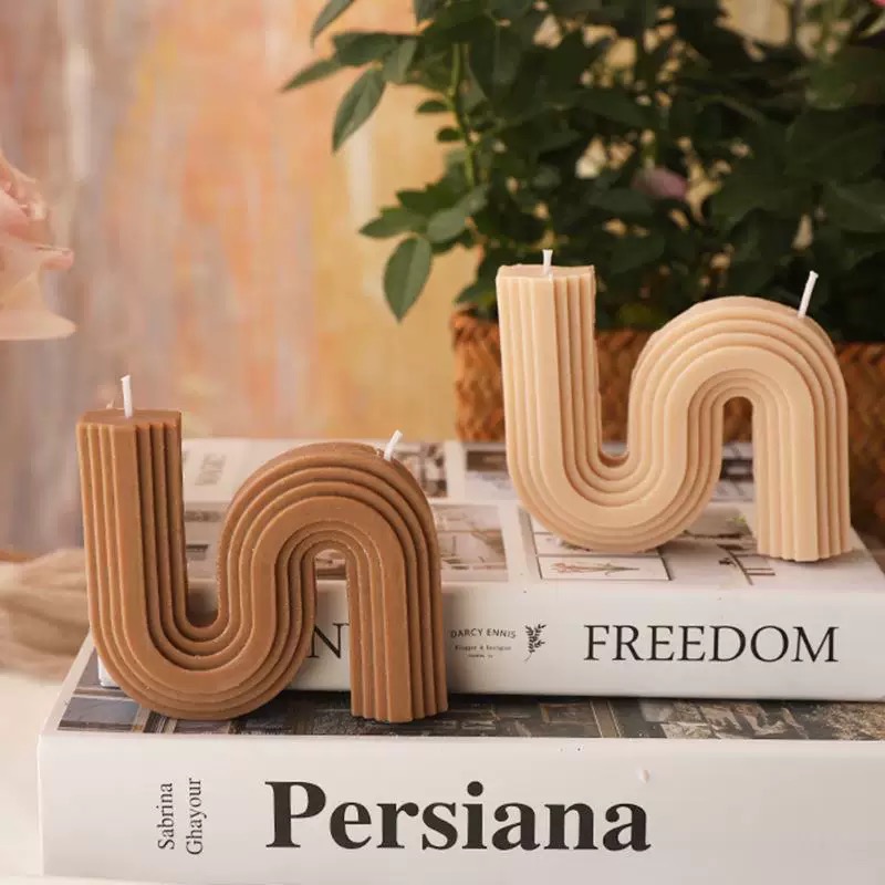 Striped geometric large S-shaped scented candles, popular rainbow bridge candles, souvenirs, wedding gifts, decorative items, candles, scented candles, Christmas tree candles, Christmas scented candles, Happy birthday candles, candles abroad Specification image