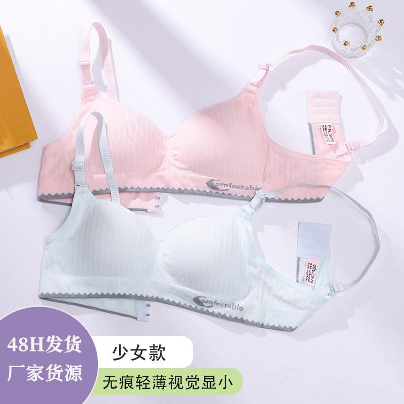 Girl's Underwear Student Youth Development Period Thin Push up Wireless Bra Cup a Adjustable Bra