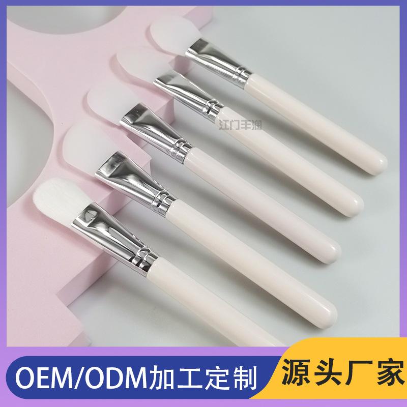 customized nude nylon facial treatment brush aluminum tube silicon film brush soft hair facial treatment brush makeup brush