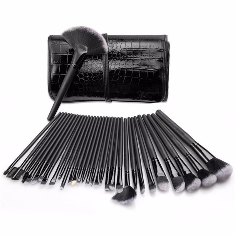 32 black pink crocodile bag pattern makeup brush set makeup tools beauty tools factory wholesale