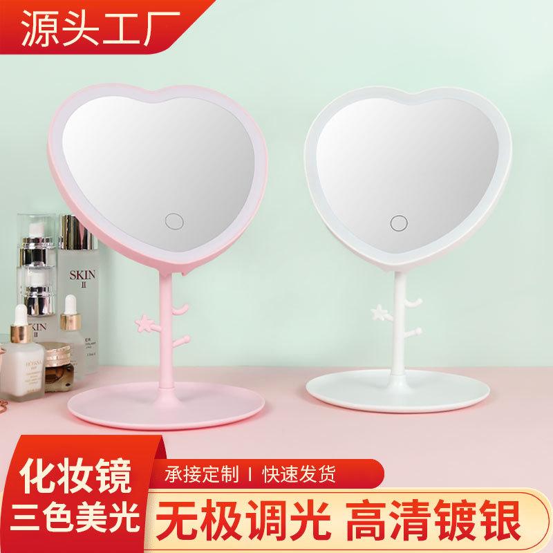 Mirror Makeup Mirror Douyin Online Influencer Led with Light Student Female Makeup Mirror Dormitory Desktop Desktop Vanity Mirror