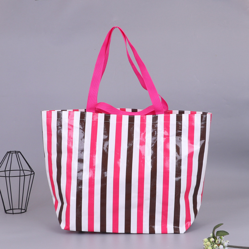 Fabricante en stock bolsa tejida PP plegable bolsa de almacenamiento de gran capacidad equipaje bolsa tejida de mano con logotipo details Picture