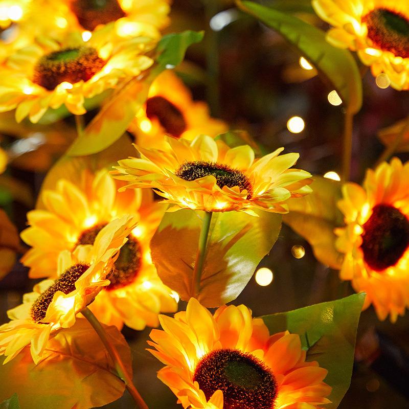 led solar sunflower lighting chain outdoor waterproof garden decorative lamp floor lamp atmosphere copper wire lamp lawn lamp