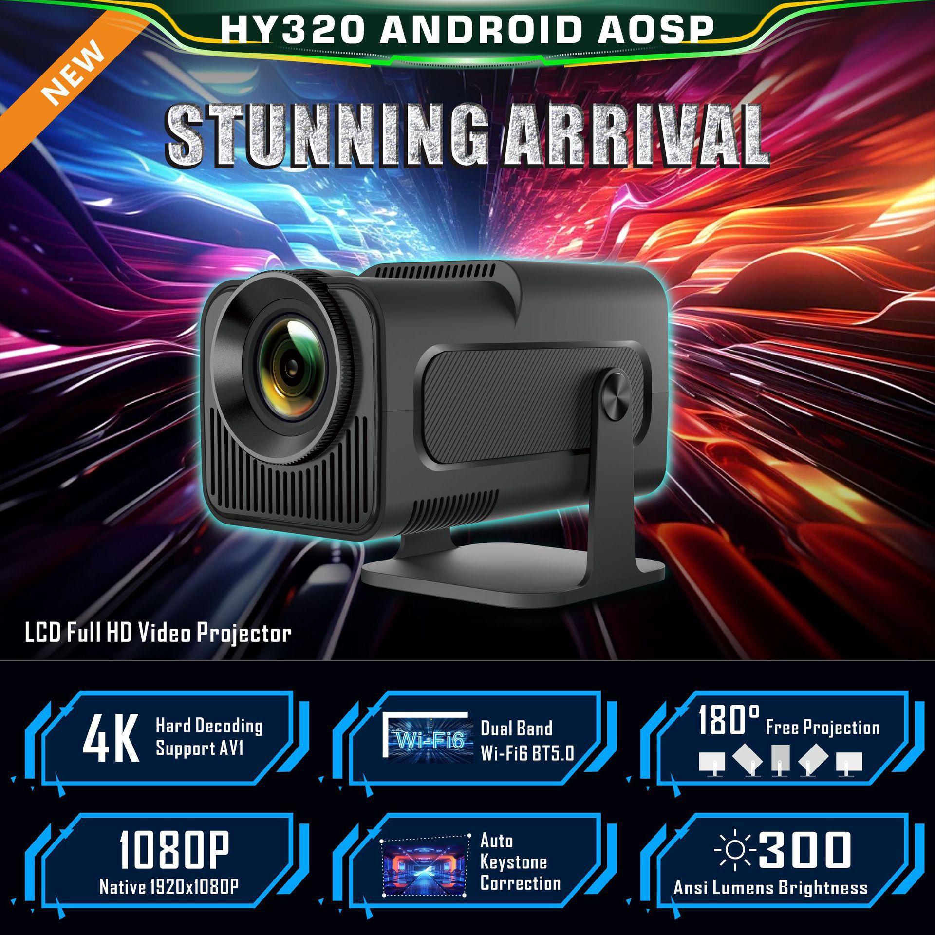 hy320mini home smart android projector 200 lumen cross-border 4k smart projector
