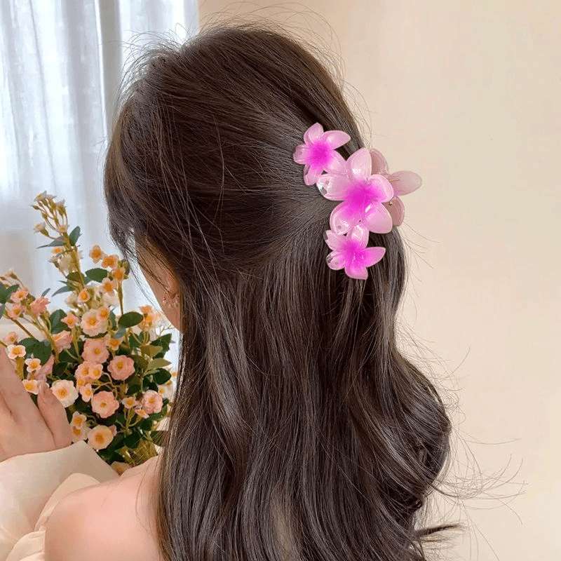 Gradient updo hairpin, frellia flower 2024 hairpin, women's summer back head updo, shark hairpin, new hair accessory Specification image