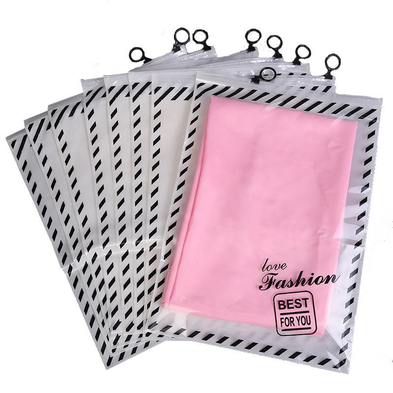 transparent zipper white perforated film clothing packaging bag one-piece trousers yoga pants plastic bag slash pe transparent bags