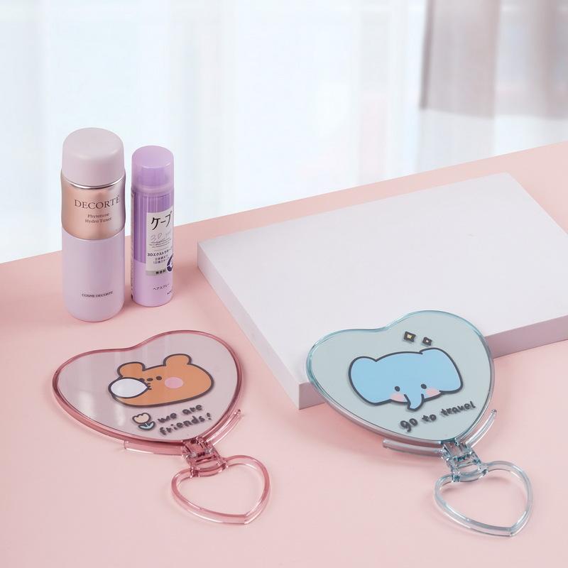 elegant show dormitory desktop cartoon animal heart-shaped desktop makeup mirror handheld portable hd mirror dressing mirror