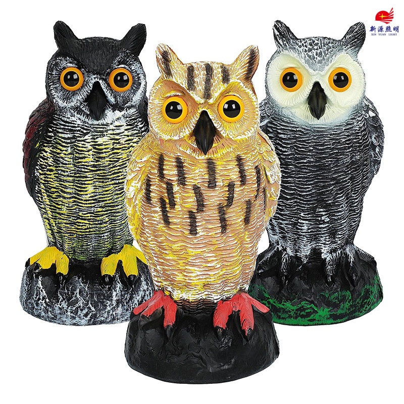 新品仿真小号猫头鹰塑料田园猫头鹰跨境万圣节吓鸟诱饵多色猫头鹰白底实物图