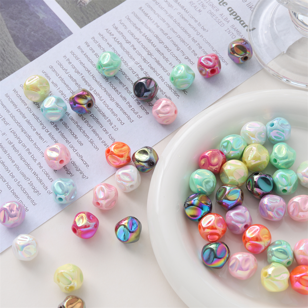 Acrylic through-hole AB electroplated FIG beads, loose beads, diy phone case, chain, necklace, bracelet material accessories
