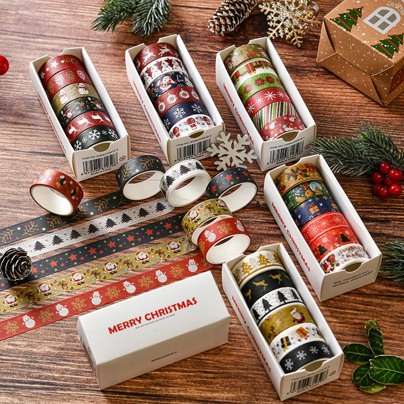 Creative Christmas Gift and Paper Adhesive Tape Journal Tape Christmas Decoration Material Cute Christmas Tape