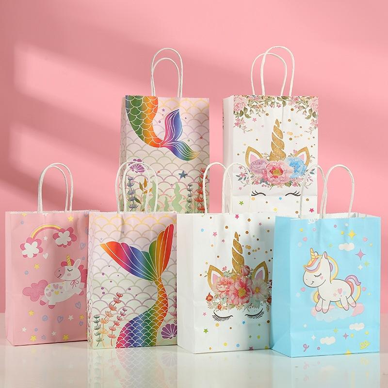 ins style kraft paper portable paper bag wholesale shopping portable paper bag children's toys packaging bag gift bag