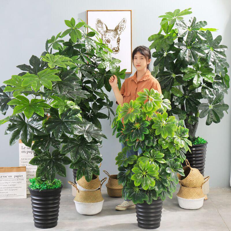 artificial flower artificial plant  Fortune Tree Decoration Artificial Tree Artificial Green Plant Floor Plastic Artificial Flower Living Room Office Indoor Artificial Pot Decoration thumbnail