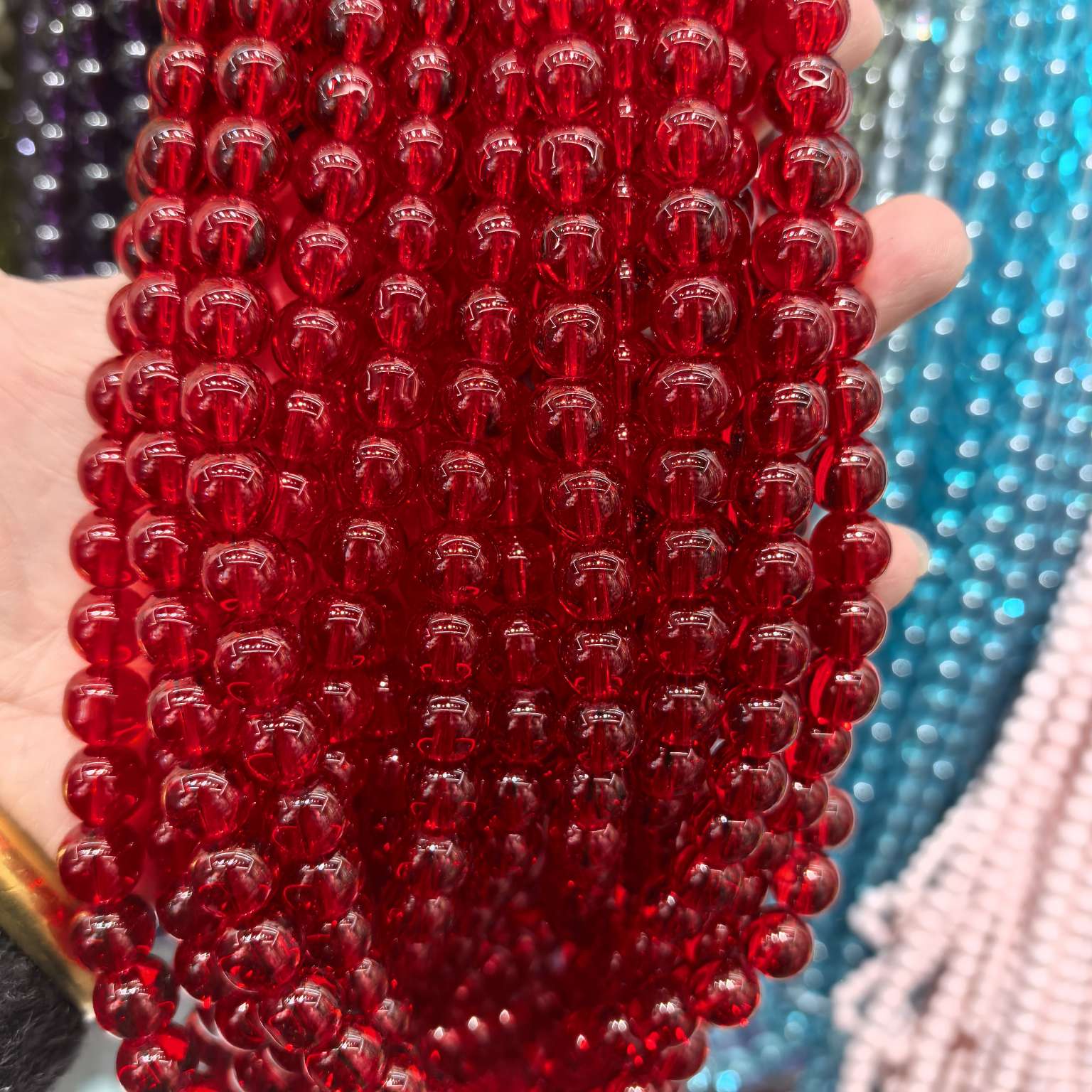 Factory direct supply of 10mm transparent glass round beads, ice-transparent glass loose beads, DIY handcrafted bracelet and necklace material glass beads Item Picture