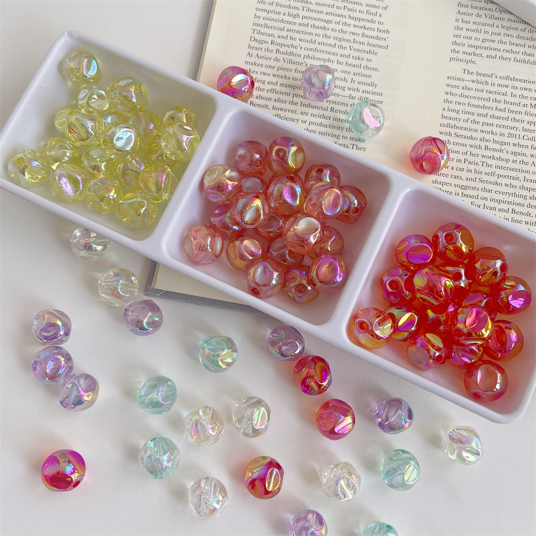 Acrylic transparent AB color FIG straight hole beaded DIY Douyin live streaming mobile phone rope keychain rubber band accessories Item Picture