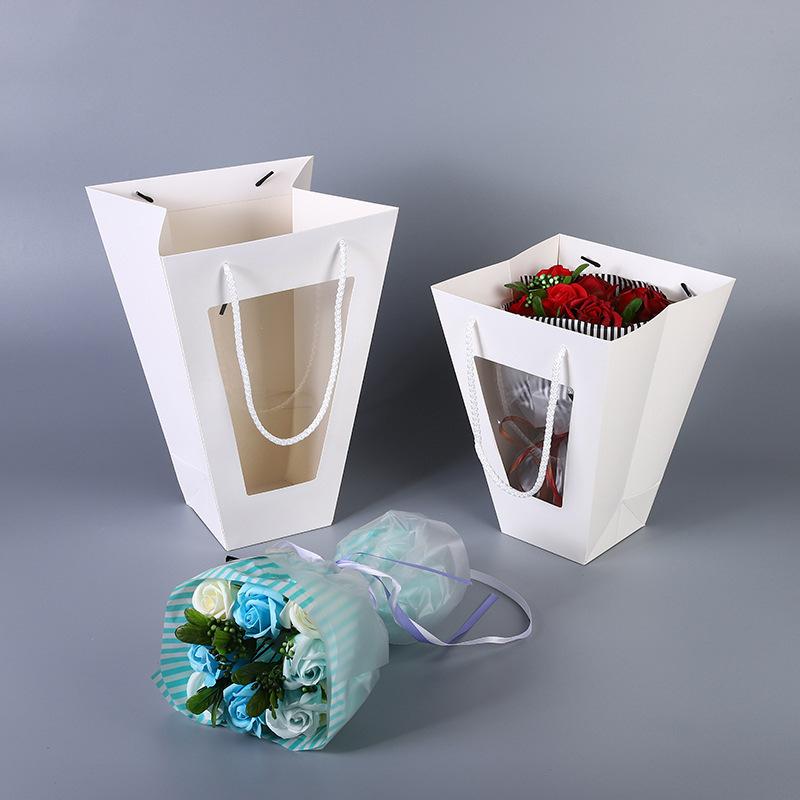 handbag new t-shaped flowers more than window bag bouquet packaging kraft paper bag floral packaging handbag Specification drawing