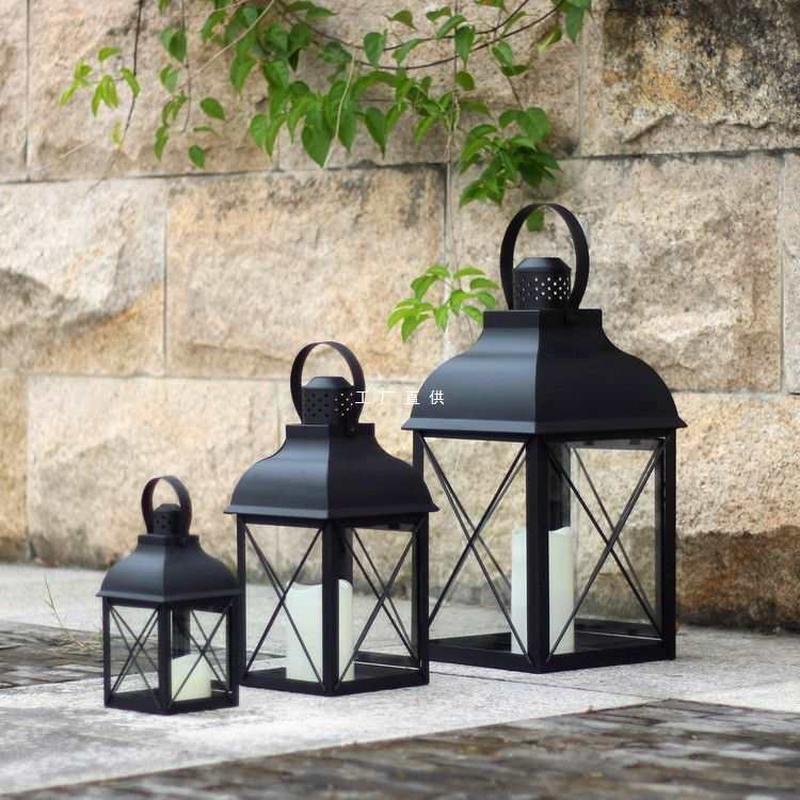 european candle lantern windproof candle holder iron storm lantern craftwork decoration candlestick lamp retro portable lamp barn lantern home ornament