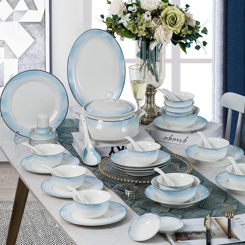jingdezhen ceramic dinner bowl and chopsticks suit household japanese bone china bowls, dishes and plates housewarming gift tableware set bowl set