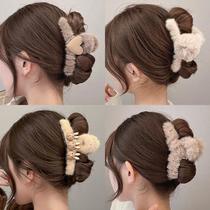 plush grip autumn and winter large hairy hair clips back head hair claws hair pins brown south korea shark clip headdress wholesale