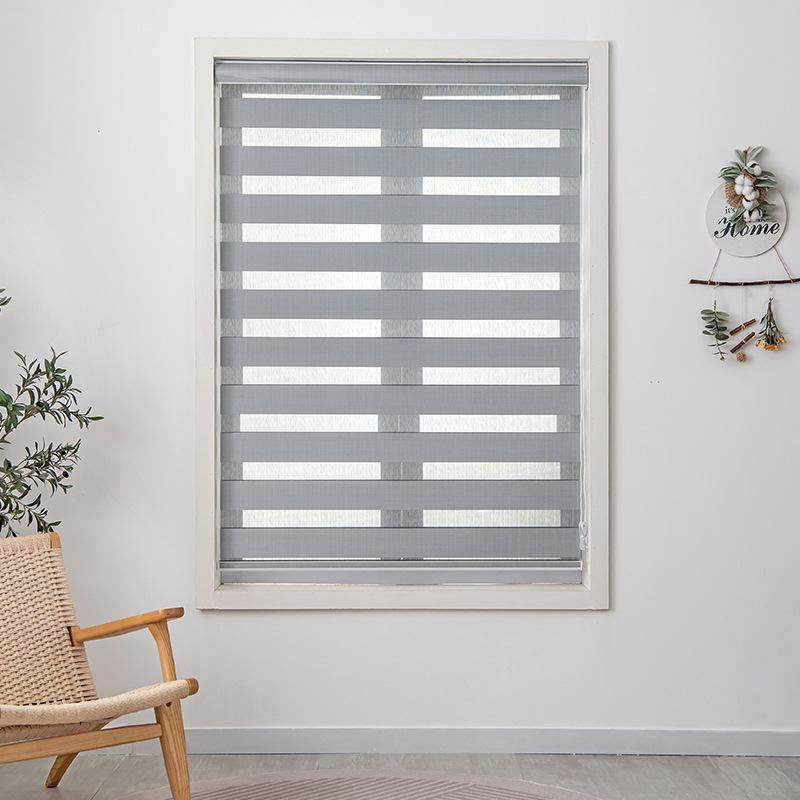 black warp full shading soft gauze curtain fabric double roller blind silk cloth louver curtain manufacturer