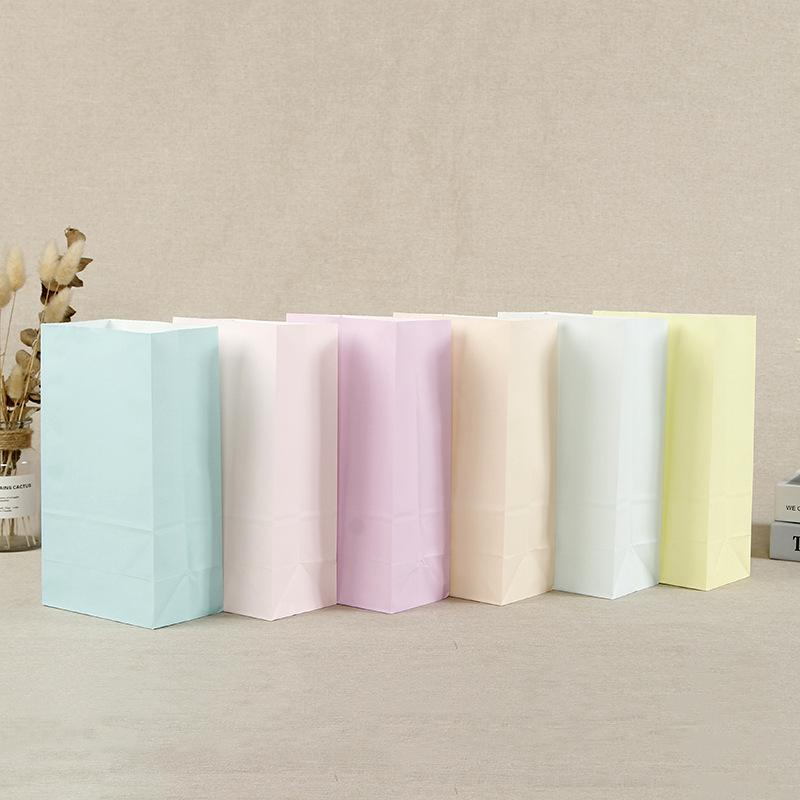 Spot Macaron Color Candy Bag Bread Pastry Takeaway Packing Bag without Handle Gift Packaging Bags Kraft Paper Bag