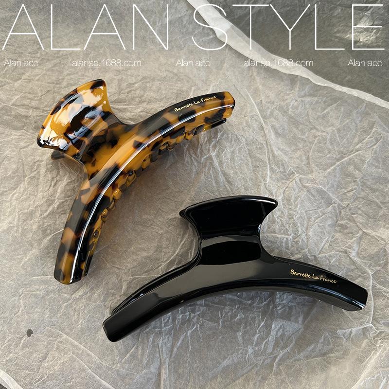 alan day south korea france french acetate arc hair claw leopard print large size grip hair clip shark clip children