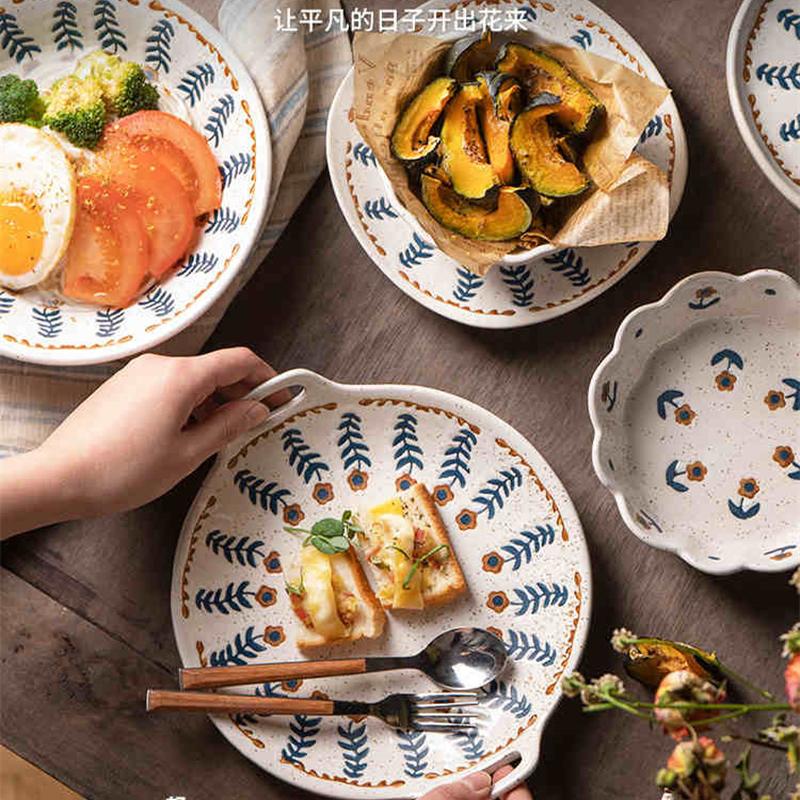 japanese tableware ceramic bowl plate stoneware dinner plate household bowl dish set plate bowl binaural