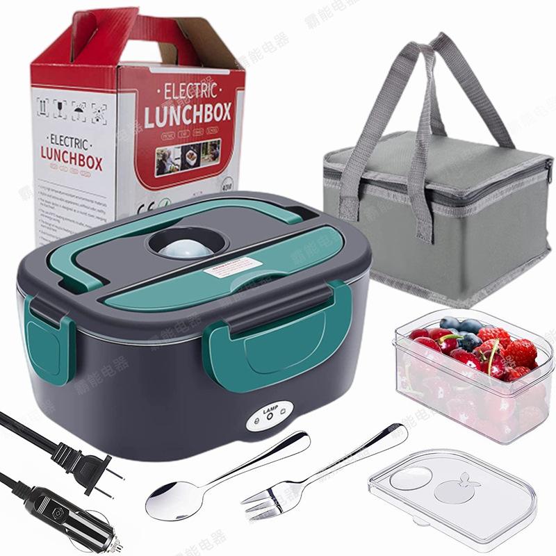 Cross-Border Electric Lunch Box Stainless Steel Car Electric Heating Lunch Box Dual Voltage Heated Bento Box Insulated