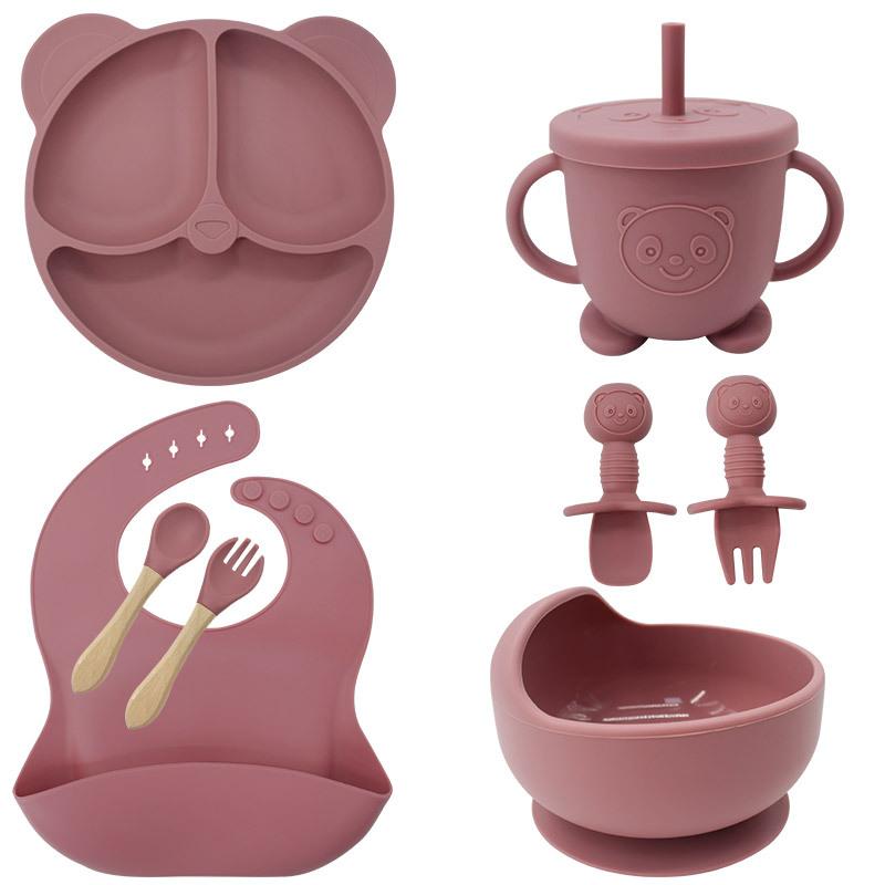 maternal and child supplies children's tableware set combination integrated baby tableware set complementary food feeding silicone tableware