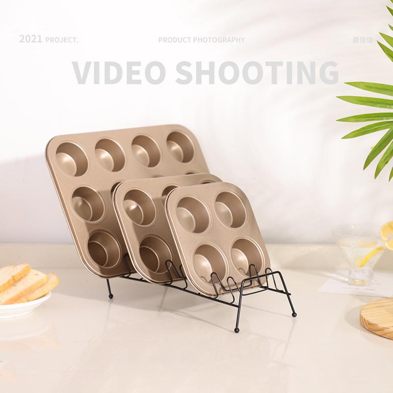 factory wholesale 4/6/12 hole round cake mold flat bottom muffin cup muffin pan household oven baking tool details Picture