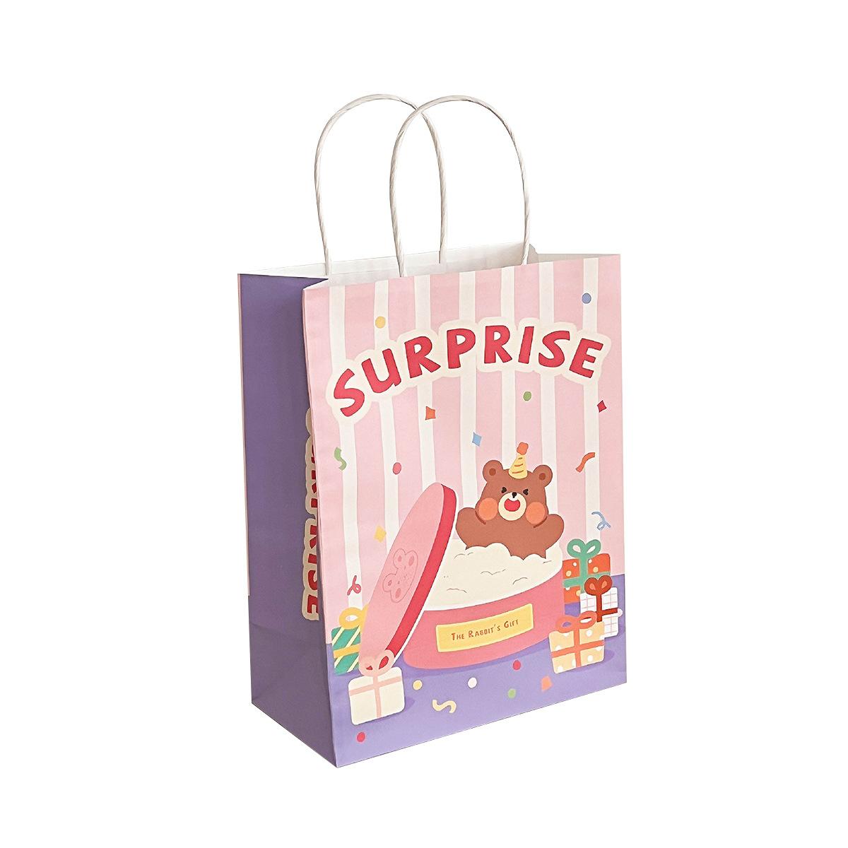 portable paper bag cartoon cute gift bag kraft paper bag holiday universal birthday gift bag handbag wholesale Item Picture