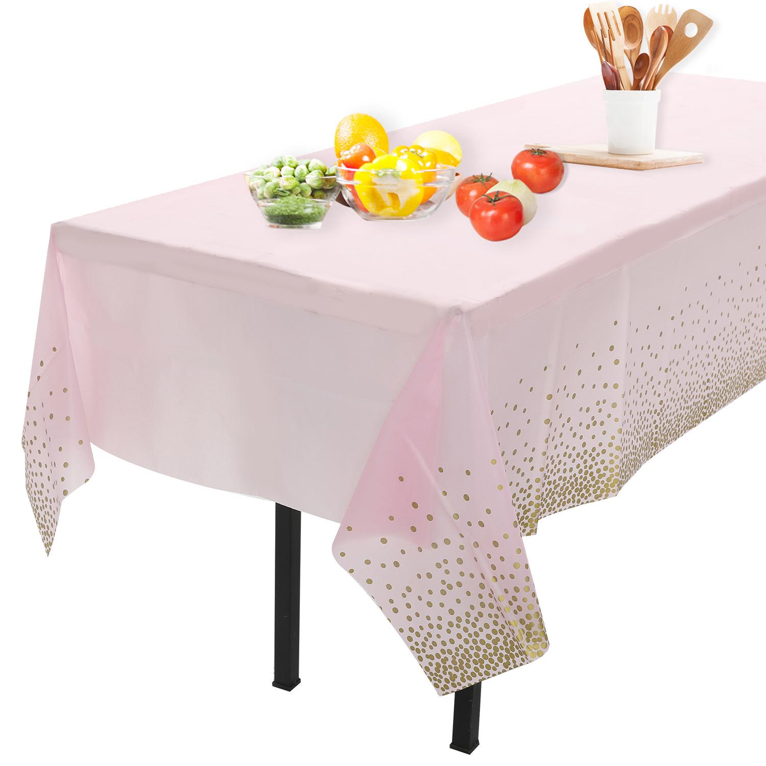 disposable tablecloth printed gold dot color thickened plastic party tablecloth layout decoration amazon hot sale full figure