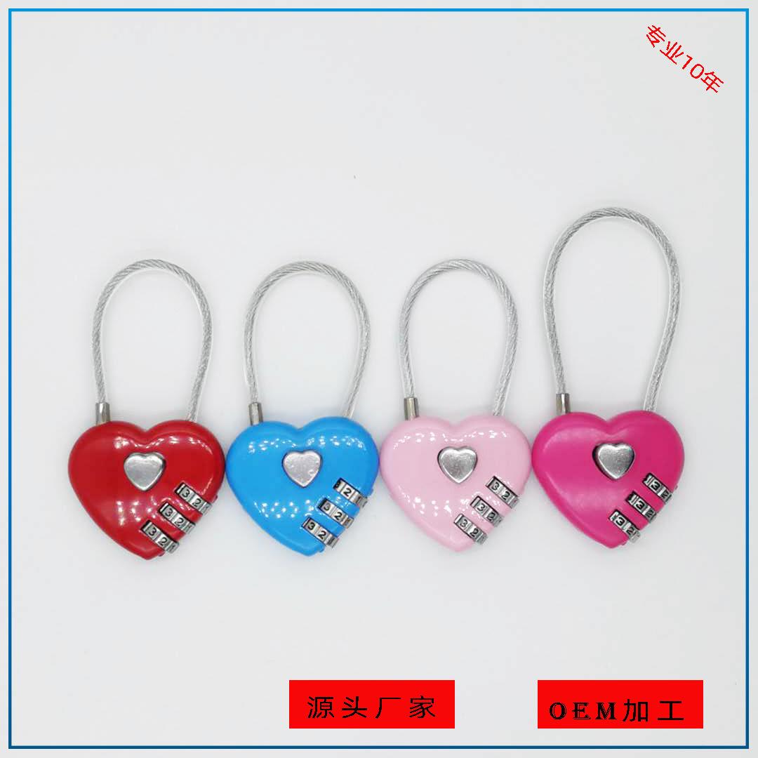 Color Alloy Password Lock Mechanical Steel Wire Rope Love Password Lock Luggage Password Lock Password Lock Wholesale