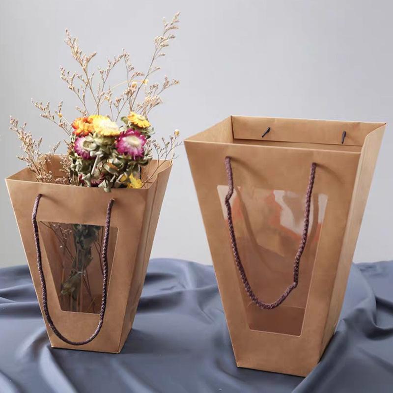 handbag new t-shaped flowers more than window bag bouquet packaging kraft paper bag floral packaging handbag full figure
