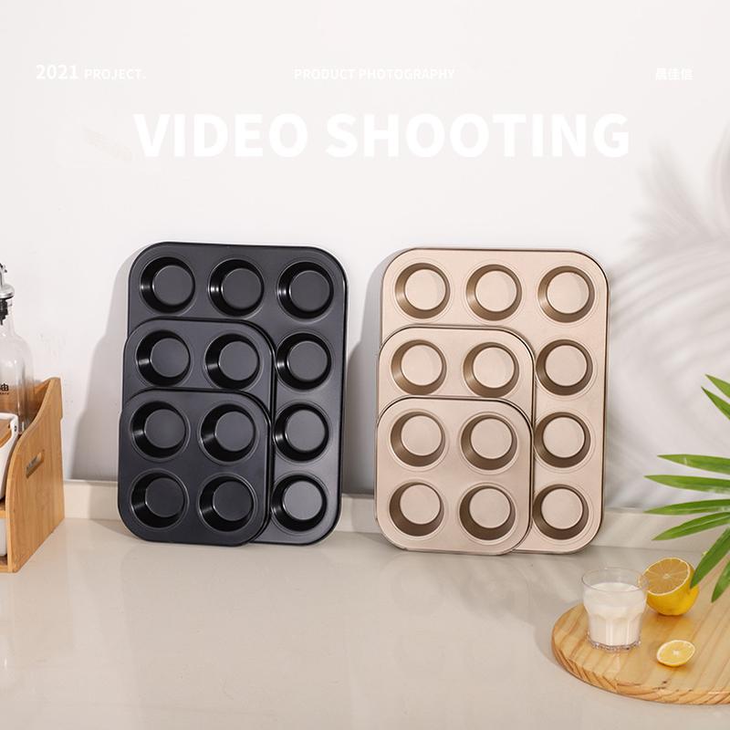 factory wholesale 4/6/12 hole round cake mold flat bottom muffin cup muffin pan household oven baking tool full figure