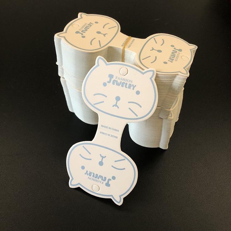 6*11厘米纸卡 甜美可爱猫咪对折发绳卡纸发饰包装卡片吊牌饰品包装卡片耳饰包装盒包装盒饰品详情图3