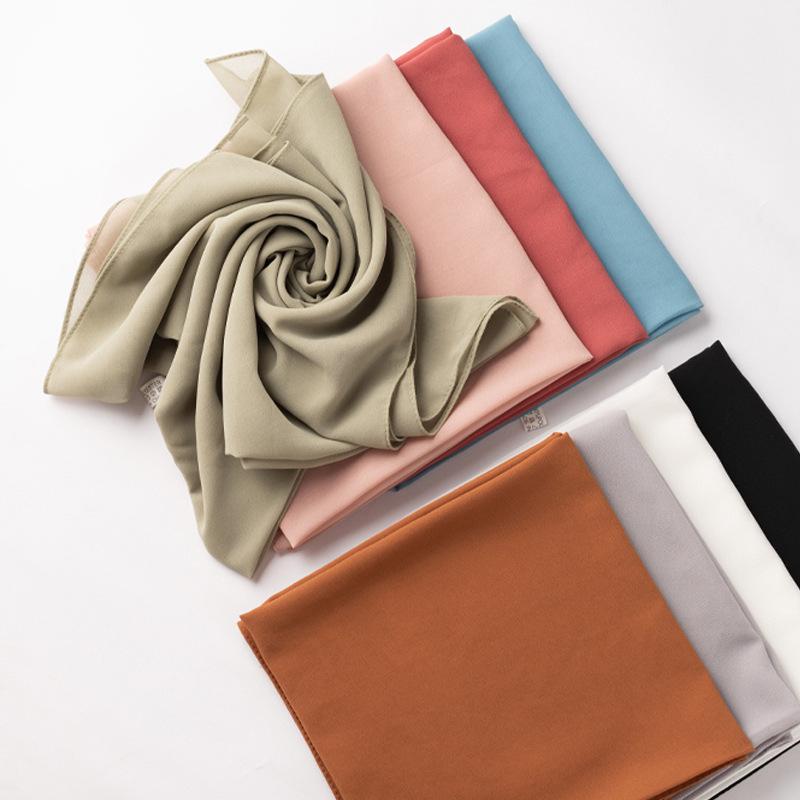 cross-border monochrome pearl chiffon square scarf middle east scarf muslim scarf malaysia hui scarf hijab