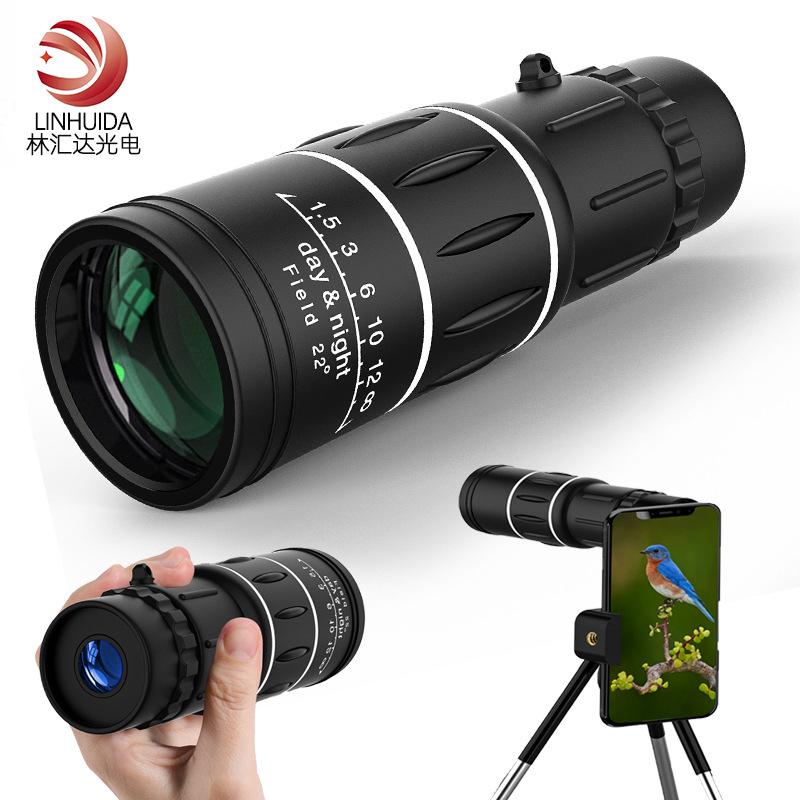monocular telescope high magnification 16 × 52 factory wholesale generation cross-border hot outdoor portable mobile phone lens