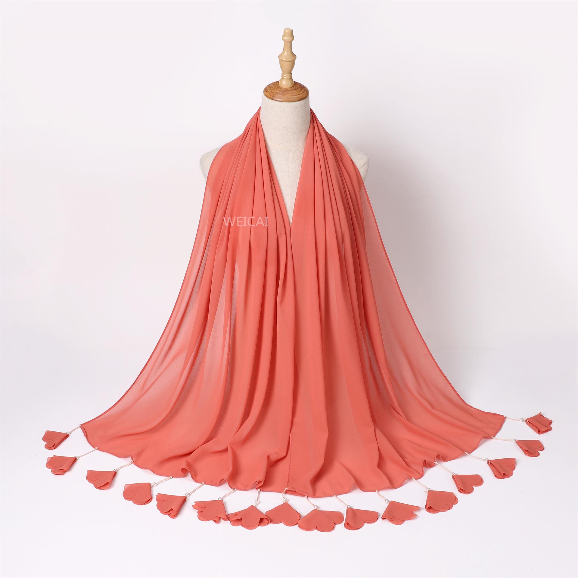 products in stock new solid color scarf headcloth scarf flower pearl chiffon bubble scarf middle east malay scarf hijab