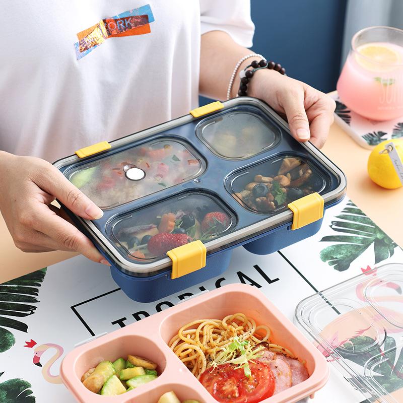 factory direct sales compartment lunch box student office worker office plastic lunch box bento box microwave oven heating tableware