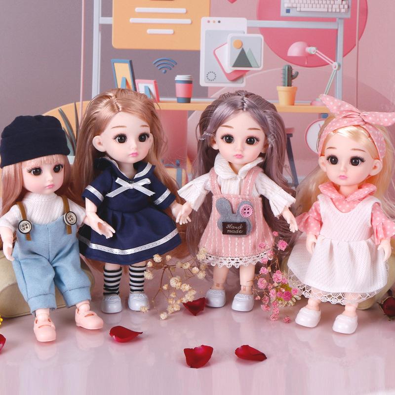 high-end little barbie doll doll princess suit 13 joint 3d real eye doll baby girls' toy